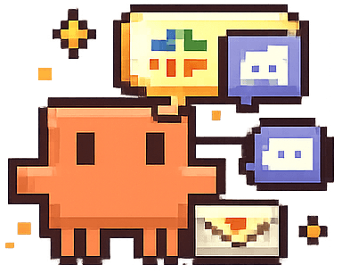 Pixel art mascot showing webhook alerts and notifications